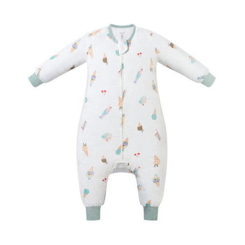 Nest Designs Long Sleeve Footed Sleep Bag 0.6 TOG (Bamboo Pima) - Ice Cream Summer 4T-5T