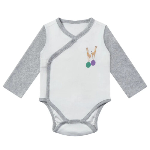 Nest Designs Organic Cotton Kimono Long Sleeve Onesie - Giraffe Shapes - 3M-6M