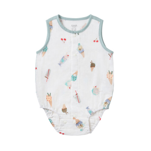 Nest Designs Sleeveless Button Down Onesie (Bamboo) - Ice Cream Summer 6M-12M