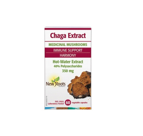 New Roots Herbal Chaga Extract 350mg 60 Vegetable Capsules