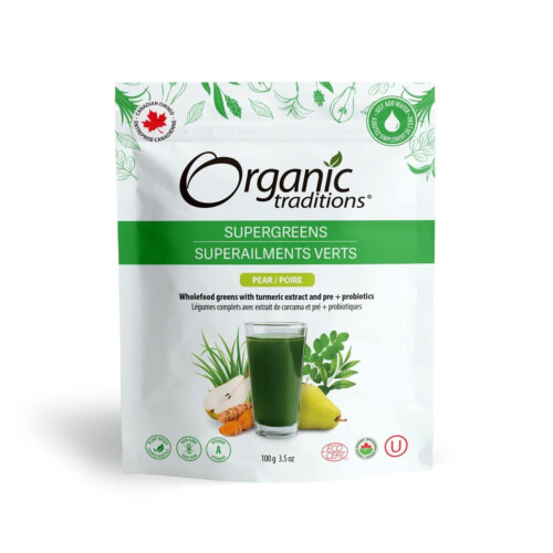 Organic Traditions Supergreens - Pear 100g 3.5oz