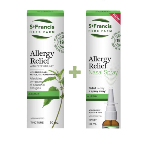 St. Francis Herb Farm Allergy Relief Nasal Spray 30ml + Allergy Relief Tincture with Deep Immune 50ml  VALUE PACK