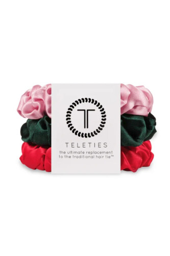 TELETIES Silk Scrunchies Small - Poinsettia