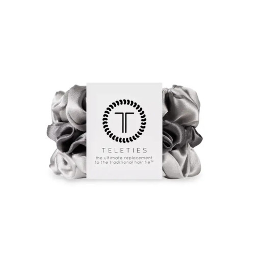 TELETIES Silk Scrunchies Large - Silver Frames