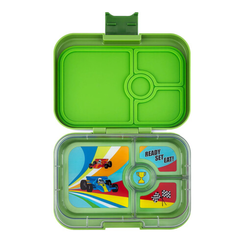 Yumbox Panino 4 Compartment Matcha Green with Race Cars Tray