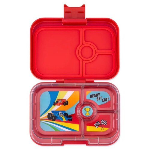 Yumbox Panino 4 Compartment Roar Red with Race Cars Tray