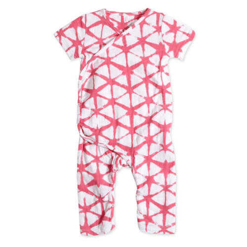 Aden & Anais Short Sleeve Kimono One-Piece - Cubic Berry shibori (9-12m)