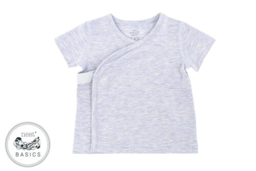 Nest Designs Basic Bamboo Cotton Kimono Short Sleeve T-Shirt - Grey Dawn 0-3M