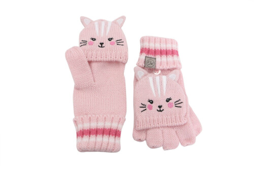 FlapJack Komplet Knitted Fingerless Gloves with Mitten Flaps - Cat 4-6Y