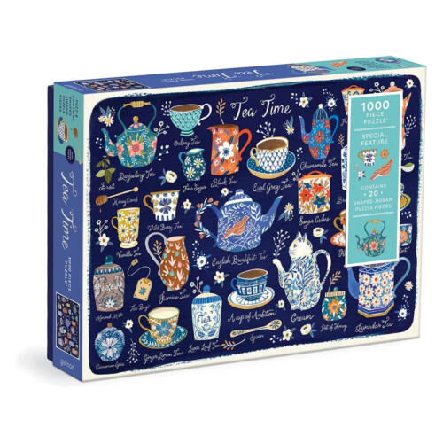 Galison Tea Time 1000 Piece Puzzle with Shaped Pieces