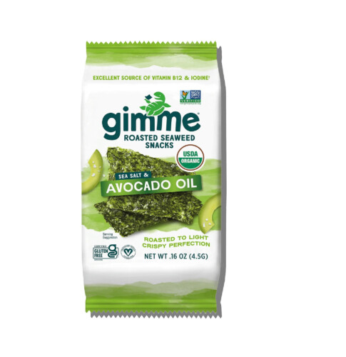 gimMe Organic Premium Roasted Seaweed Snack - Sea Salt & Avacodo Oil 4.5g x 6 Bags
