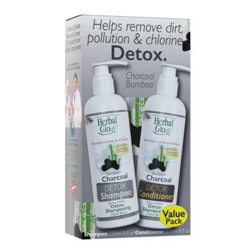Herbal Glo Detox Shampoo & Conditioner - Charcoal 2x250ml (VALUE PACK)