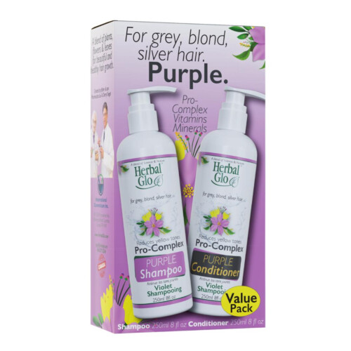 Herbal Glo Purple Shampoo & Conditioner - Pro-Complex 2x250ml (VALUE PACK)
