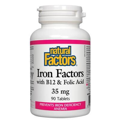 Natural Factors Iron Factors with B12& Floc Acid 90 Tablets