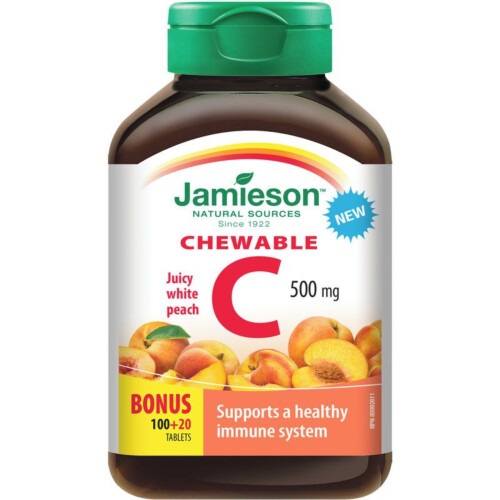 Jamieson Vitamin C Chewable Bonus Pack - White Peach  120 Tablets