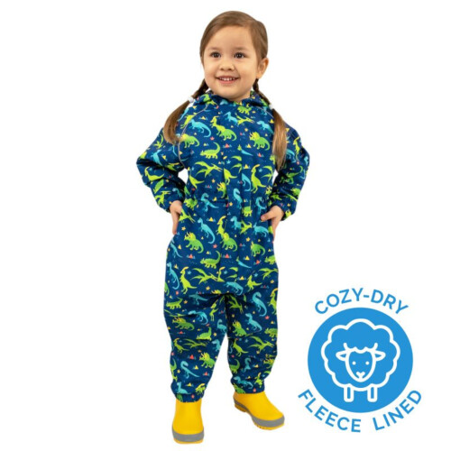 Jan & Jul Kids Cozy-Dry Waterproof Play Suit - Dinoland