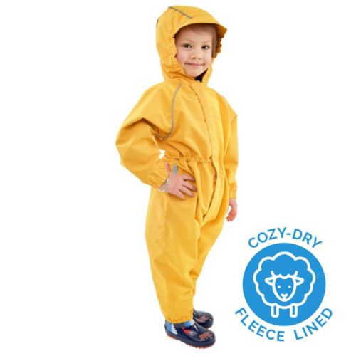 Jan & Jul Kids Cozy-Dry Waterproof Play Suit - Yellow 2T