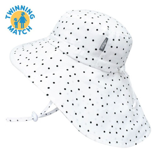Jan & Jul Kids Sun Hat Cotton Adventure Hat - Dots with White Trim - M