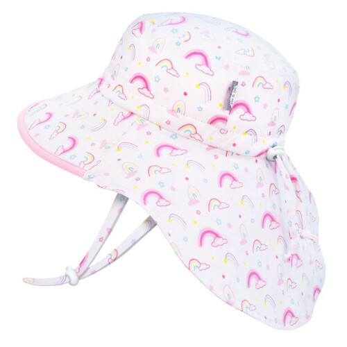 Jan & Jul Kids Sun Hat Cotton Adventure Hat - Rainbow Pink Trim - M