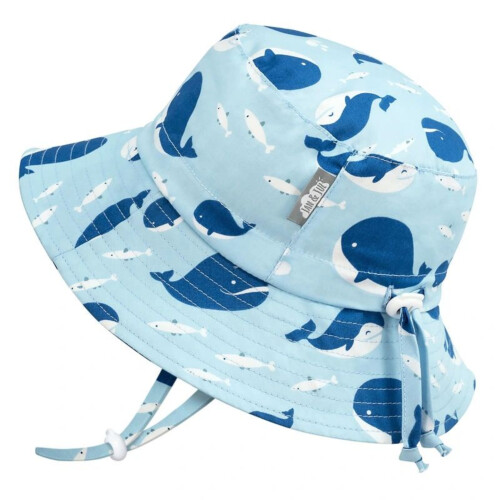 Jan & Jul Kids Sun Hat Cotton Bucket Hat - Blue Whale - XL