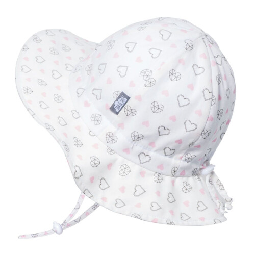 Jan & Jul Kids Sun Hat Cotton Floppy Hat - Diamond Hearts - S
