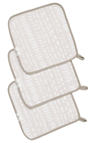 Loulou Lollipop Washcloth 3 Piece Set - Grey Mudcloth