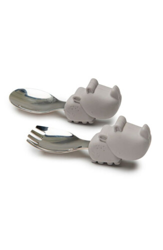 Loulou Lollipop Learning spoon and fork set - Born to be Wild - Rhino