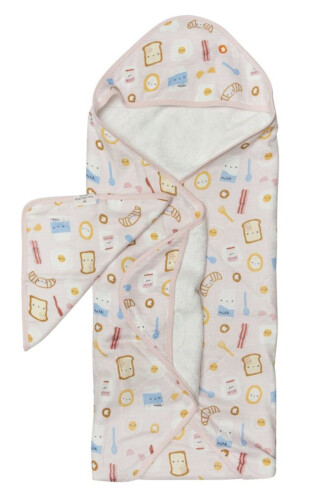 Loulou Lollipop Hooded Towel Set - Breakfast Pink