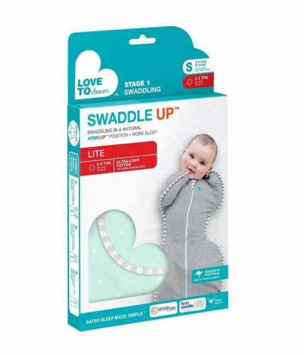 Love To Dream Swaddle UP Lite Mint Stars - Medium 0.2 Tog
