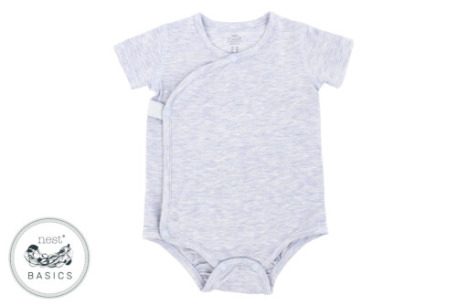 Nest Designs Basics Bamboo Cotton Kimono Short Sleeve Onesie - Grey Dawn 0-3M