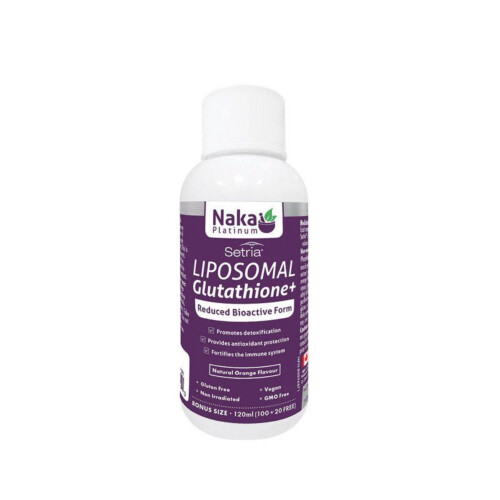 Naka Platinum Setria LIPOSOMAL Glutathoine+ Reduced Bioactive Form - Orange Flavour 120ml @