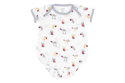 Nest Designs Bamboo Pima Short Sleeve Onesie - Squirrely 3-6M