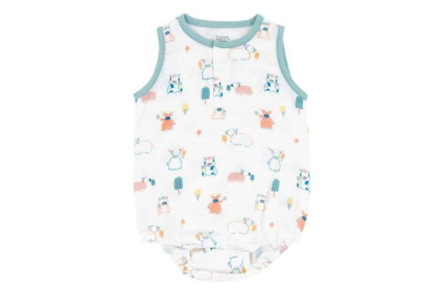Nest Design Bamboo Pima Sleeveless Henley Onesie - Summer Graze 6-12M