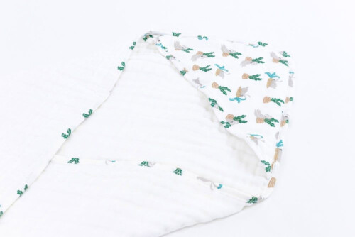 Nest Designs 9 Layer Organic Cotton Hooded Baby Towel - Lazy Rabbit