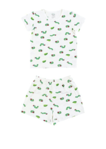 Nest Designs Bamboo Jersey Two-Piece Short Sleeve PJ Set - Eric Carle Curly Caterpillar 18M-24M