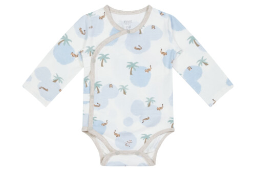 Nest Designs Bamboo Long Sleeve Kimono Onesie - Thirsty Tigers 0-3M
