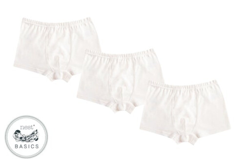 Nest Designs Basics Organic Cotton Ribbed Boys Boxer Briefs Underwear 3 Pack White 4T-5T