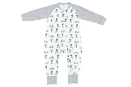 Nest Designs Organic Cotton One-Piece Zip Footless Sleeper - Lazy Rabbits 6M-12M