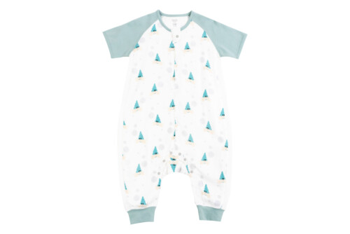 Nest Designs Raglan Bamboo Pima Short Sleeve Footed Sleep Bag 0.6 TOG - The Happy Hermit 6M-18M
