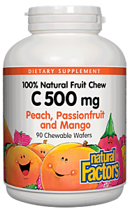 Natural Factors C 500mg Peach Passionfruit and Mango 90 Chewable Wafers