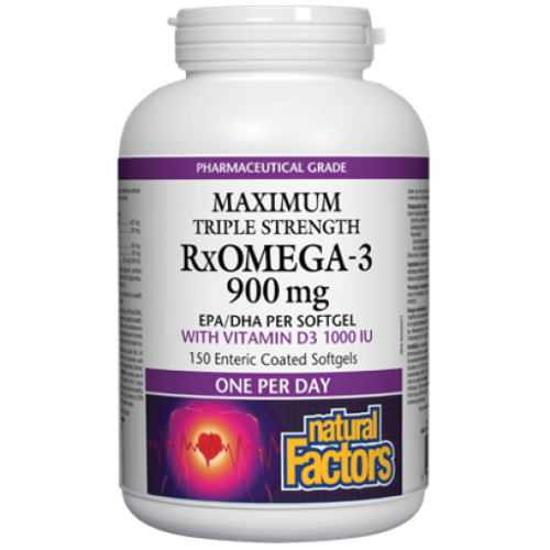 Natural Factors RxOmega-3 with Vitamin D3 900mg 150 Sgels