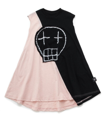 Nununu 1/2 &1/2 Sketch Skull 360 Dress - Black/Powder Pink