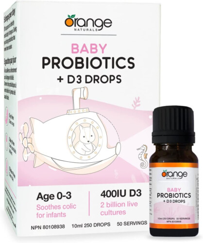Orange Naturals Baby Probiotics + D3 Drops 10ml