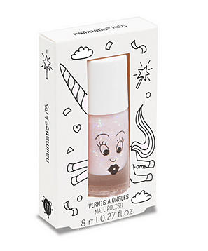 Nailmatic Polly Kids Water-Based Nail Polish - Clear Pink Glitter 8ml