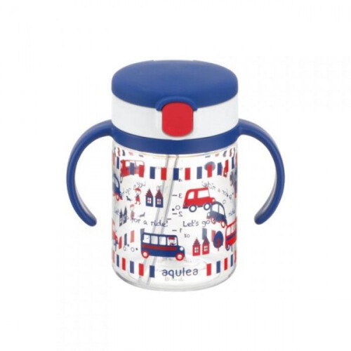 Richell Aqulea Clear Straw Bottle Mug 200ml - Navy Blue