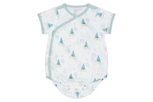 Nest Designs Bamboo Pima Short Sleeve Kimono Onesie - The Happy Hermit 3M-6M