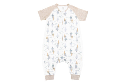 Nest Designs Raglan Bamboo Pima Short Sleeve Footed Sleep Bag 0.6 TOG - Ocean Float 4T-6T