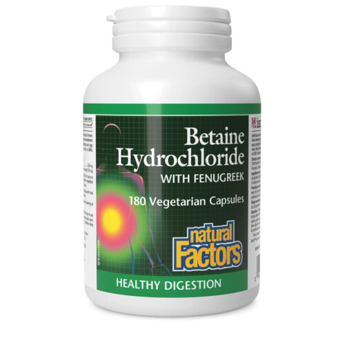Natural Factors Betaine Hydrochloride with Fenugreek 180 Veg Caps