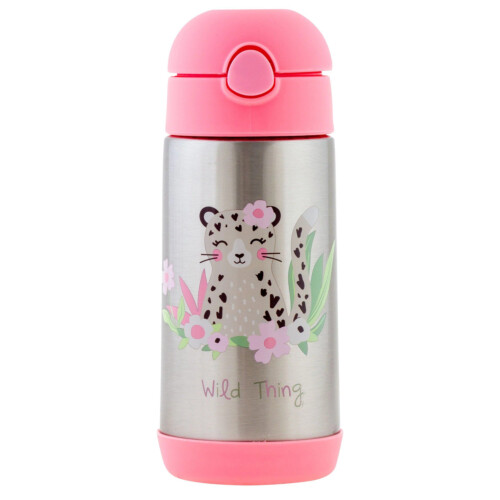 Stephen Joseph Double Wall Stainless Steel Bottles - Leopard 11.8oz 350ml