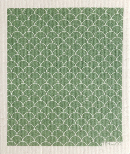 Ten and Co. Scallop Sage Sponge Cloth